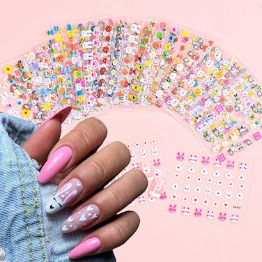 30 Sheets Easter Nail Art Sticker Decals Cute Bunny Nail Art Supplies 3D Self-Adhesive Nail Design Stickers Cute Easter Nail Stickers for Women Nail Art Decoration Accessories Manicure Tip
