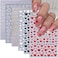 Heart Nail Stickers for Nail Art -6 Sheets Heart Love Nail Decals 3D Self Adhesive Red Black White Gold Silver Heart Nail Designs Valentine's Day Nail Sticker for French DIY Nail Decoration Manicure