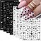 8 Sheets Heart Nail Art Stickers Nail Decals 3D Self-Adhesive Black White Heart Design Nail Art Decals Valentine's Day Nail Art Supplies Charms Manicure Decoration for Women and Girls