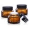 1.7 oz Glass Cosmetic Jars with Lids,3 Pack Amber Small Glass Jars with Lids,50 ml Empty Glass Makeup Containers for Sample, Cream, Lotion (1.7 oz, Amber)