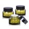 1.7 oz Glass Cosmetic Jars with Lids,3 Pack Small Glass Jars with Lids,50 ml Green Empty Glass Makeup Containers for Sample, Cream, Lotion (1.7 oz, Green)