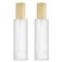 2PCS 120 ml /4 oz Refillable Frosted Glass Emulsion Pump Bottle Cosmetic Lotion Containers with Wood Grain Lid Travel Storage Container for Emulsion Essence Liquid