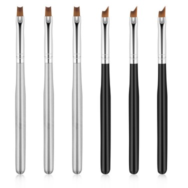 French Tip Nail Brushes Set, Oblique Head Nail Brushes Moon Shape French Brush Oblique Head French Tip Nail Brushes French Manicure Brush Wood Handle Painting Drawing Brush for Nail