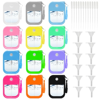 Jolbndcv 12 Pack Card Spray Bottle 45ml Portable Perfume Spray Bottle Mini Card Shape Reusable Sprayer Bottle Refillable Empty Bottles with Hook Funnels, Droppers