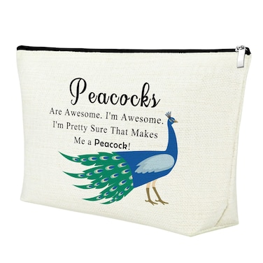 Mxrymvu Peacock Theme Gifts for Peacock Lovers Inspirational Makeup Bag Animal Cosmetic Bag Animal Lover Present Christmas Birthday Present for Friend Sister Travel Makeup Pouch