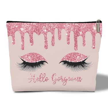 Makeup Bag - Hello Gorgeous, Inspirational Gift for Her, Women, Girl, Sister, Friend, Mom, Coworker, Glitters Eyeshadows Makeup Bag Purse, Toiletry Makeup Bag Pouch Travel Accessories -14