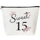 15 Year Old Girl Gifts: Sweet 15 Makeup Bag - Pink Floral Cosmetic Bag for Travel, Youth Girls