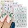 Flower Nail Art Stickers 5D Nail Stickers Fresh Spring Simple Flowers Leaf Nail Decals Nail Art Supplies Magnolia Daisy Pattern Elegant Sticker Manicure Decal Nail Art Decorations for Women 4 Sheets