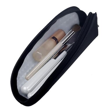 Aosbos Travel Makeup Brush Holder Bag, Small Cosmetic Pouch Organizer for Make Up Brush Traveling Case, Black Multi-functional Pouch