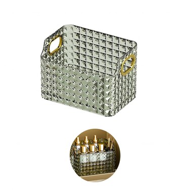 Cosmetics Makeup Organizer,Clear Diamond Crystal Makeup Organizer,skincare organizers,for Vanity Decor,Bathroom Countertops,Desk Storage Container,Cosmetic Display cases (Green)