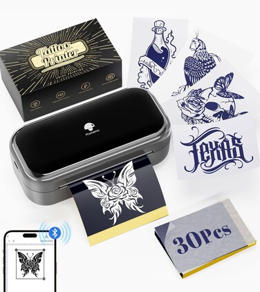 Phomemo TP31 Wireless Tattoo Stencil Printer with 30pcs Transfer Paper, Compatible with Phone &amp; Tablet, Bluetooth Mini Thermal Tattoo Printer Machine for Artists &amp; Beginners