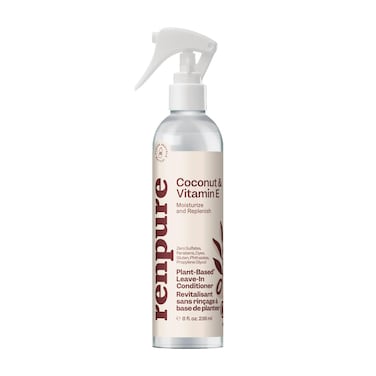 RENPURE Plant Based Natural Leave In Conditioner Spray - Hydrating Vitamin E &amp; Coconut Oil Deep Conditioner for Hair &amp; Beards - Sulfate Free, Anti Frizz, Heat Protectant Detangler Spray Leave In