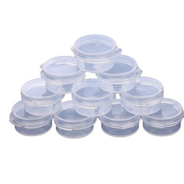 EORTA 50 Pcs Plastic Cosmetic Jar 5g Empty Clear Case with Snap Lids Portable Mini Storage Box Makeup Jar Sample Bottle Sealing Pot Cosmetic Containers for Sampling, Traveling, Mixing