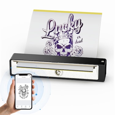 Wormhole Tattoo Stencil Printer, Wireless Bluetooth Tattoo Printer with 2500mAh Battery, Portable Tattoo Thermal Copier Machine Compatible with Smartphones &amp; PC N202007
