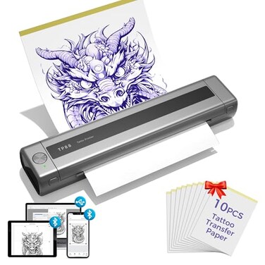 Zodzi TP88 Upgraded Tattoo Stencil Printer for Tattooing with 10PCS Transfer Paper,Thermal Stencil Maker, Bluetooth Transfer Tattoo Printer Compatible with Phone,Tablet &amp; PC for Artists &amp; Beginners