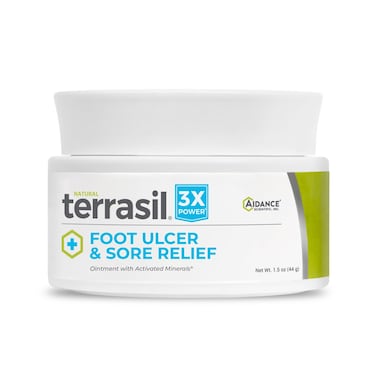 terrasil Foot Ulcer Cream &amp; Sore Relief, Natural Relief &amp; Fast Soothing Treatment, Healing Cream for Leg Ulcers &amp; Sores. 3X Action (1.5 oz)