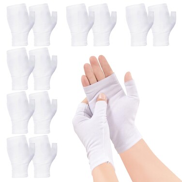 6 Pairs Cotton Gloves Eczema, Cotton Eczema Gloves for Women and Men, Touchscreen Fingerless White Gloves for Art Handling, Fingerless Moisturizing Gloves for Dry Hands Overnight Skin Protect (White)