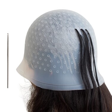 Half Arc Holes Highlighting Cap Reusable Highlight Cap Silicon Prehole Hair Highlighting Cap Thick Hair Cap for Highlights DIY Dyeing Color Highlight Cap with Hook