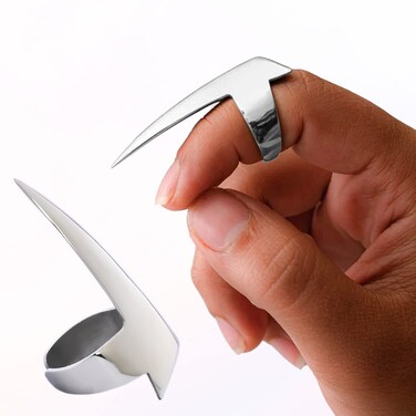 Hair Parting &amp; Sectioning Ring - Stainless Steel Finger Braiding Hair Pick Tools Quick Installation of Human Hair Extensions Hair Styling Tools (Silver)