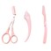 Pink 3-Piece Eyebrow Scissors Set with Comb - Professional Trimmer Kit for Women - Folding Trimmer, Eyebrow Scissors, and Scraping Eyebrow Knife