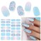 Semi Cured Gel Nail Strips, 28 Pcs UV Gel Nail Stickers, Long Lasting Gel Nail Strips, Salon Quality Gel Nail Wraps for Home, Includes Prep Pads, Nail File &amp; Wood Stick(Summer Blue)