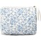 Makeup Bag Large Travel Quilted Cosmetic Makeup Bag Organizer, Cute Floral Cotton Coquette Aesthetic Toiletry Bag for Women Girls (Blue Floral)