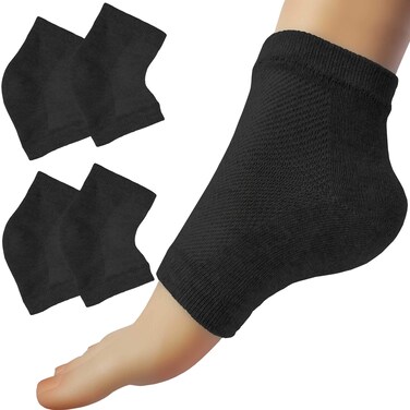 Chiroplax Vented Moisturizing Socks for Dry Cracked Heels Feet Treatment Gel Lined Spa to Repair Heal Soften Calluses Overnight, 2 Pairs (Black)