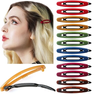 12pcs Hair Barrettes Set for Women and Girls, Hair Clips for Thick Thin Fine Hair, Non-metal Hair Accessories, Non-Slip Grip Handmade Snap Hairpin, BPA Free