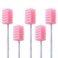 100 Pcs Disposable Mouth Swabs Sponge, BVN Oral Swabs, Oral Care Swabs Disposable, Mouth Swabs, Unflavored and Sterile Disposable Dental Swabsticks for Mouth Cleaning, Sawtooth-Shaped Pink.