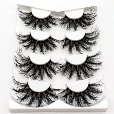 Losha 25mm Lashes Big Fluffy False Eyelashes 3D Dramatic Long Volume Faux Mink Lashes Pack 4 Pairs