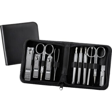 TS-810C Nail Care Set - 11 Essential Tools, Made in Korea, 50 Years Heritage, Black / Chrome