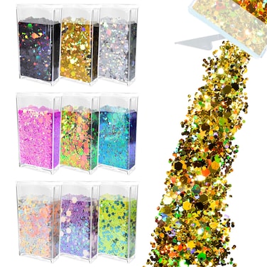 Glitter Wenida 9 Colors 105g Holographic Iridescent Chameleon Festival Sequins Craft Chunky Glitter for Arts Face Hair Body Nail