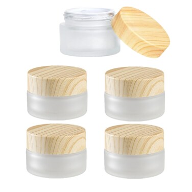5Pcs Glass Jars with Lids, 15 Grams/15 ML Empty Cosmetic Containers with Lid Small Refillable Glass Makeup Containers Jars Travel Cosmetic Containers for Lotion, Cream, Ointments, Samples.