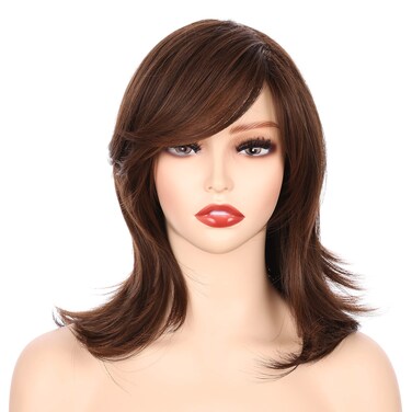 Onedor 14" Women Long Wig Synthetic Full Head Highlights Hairpiece with Fringe for Women (8H12)