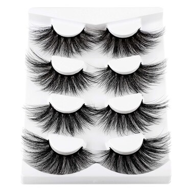 wiwoseo 25MM Lashes False Eyelashes Long Dramatic Faux Mink Fake Eye Lashes Thick Cross Fluffy Volume 4 Pairs Pack