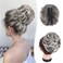 Claw Clip Messy Bun Hair Pieces For Women Large Wavy Curly Bun Extension Synthetic Clip In Ponytail Extensions Tousled Updo Hairpieces with Wedding Daily Party(Gray with White Tips)