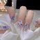 Press on Nails Purple Medium Fake Nails Tips Full Cover Gradient False Coffin Butterfly Nails for Women and Girls 24PCS