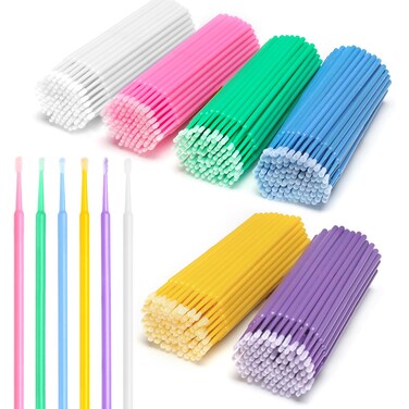 600 PCS Disposable Micro Applicators Brush Eyelash Extension Individual Applicators Mascara Brush for Make up and Clean and Compatible and Personal Care (Multicolors)