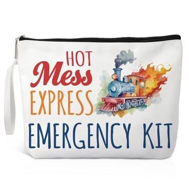 Hot Mess Express Emergency Kit Cosmetic Bags, Funny Makeup Bag for Women Healthcare Nurse Teacher, Travel First Aid Gifts for Sister Friend, Bachelorette Party Gifts for Her,