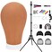 22 Inch Canvas Wig Head Mannequin HeadWig Stand Tripod Manikin Canvas Head Set for Wigs Making Display Styling Head with Tripod Table Clamp Wig Caps Pins Set Hair Brush, Clips (Block)