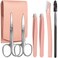 FANDAMEI Eyebrow Kit with Leather Case - Eyebrow Scissors, Tweezers, Razor, Brush for Women &amp; Men - Facial Hair &amp; Ingrown Hair Removal