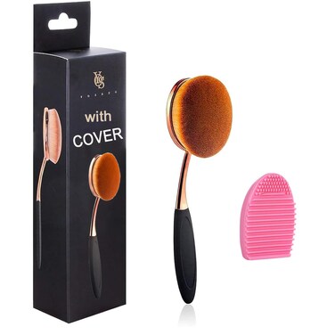 Yoseng Foundation Brush for Liquid Makeup - Rose Gold Oval Face Makeup Brush with Cover and Egg Cleaner  Soft Foundation Brushes for Cream &amp; Liquid Foundation,Dust-Free Bristles Flawless Application