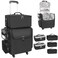 Relavel Rolling Makeup Train Case with Large Makeup Case, Hairstylist Traveling Bags with 5 Small Clear Bags, Cosmetology Case on Wheels, Hair Tools and Cosmetics Storage Organizer Trolley Suitcase