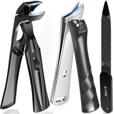 Toe Nail Clippers for Thick Nails for Seniors - Angled Head &amp; Slanted Curved Blade Toenail Clipper, Sharp Heavy Duty Fingernail Clipper Cutter with Catcher Long Handle