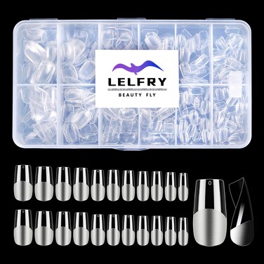 Square Fake Nails 504pcs,Square Gel Nail Tips Clear Nails Pre-shape Full Cover Acrylic Square Nails French False Nails For Nail Extension Nail Art,12 Sizes False Gelly Tips