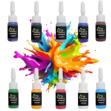 Tattoo Ink Set 1/6 oz (5ml) Tattoo Supply 10 Colors Pigment Kit Ink