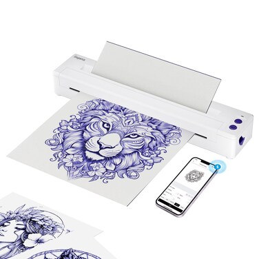 Bagana Wireless Tattoo Stencil Printer, Bluetooth Thermal Temporary Portable Tattoo Transfer Machine Kit Compatible with Smartphone &amp; PC