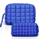 Meanplan 2 Pcs Puffy Quilted Makeup Bag Puffer Cosmetic Bag Travel Solid Cute Organizer Checkered Makeup Pouch for Women