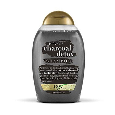 OGX Purifying + Charcoal Detox Shampoo for Buildup Removal and Light Nourishment, No Sulfates, 13 fl oz