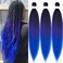 Pre Stretched Braiding Hair Kanekalo Ombre Braiding Hair Pre Stretched Mix Black Purple Blue Prestretched Braiding Hair Ombre 26 inch 3 pack Colored Hair Extension for Braiding Crochet Hair Braids